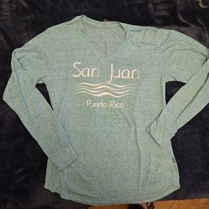 San Juan Puerto Rico ragwears women's sz L long sleeve spacedye/marbled teal